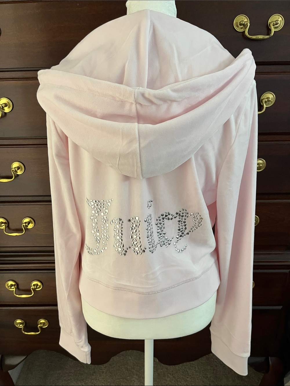 NWT Juicy Couture Pale Pink Zip Hoodie with Drawstrings - Picture 6 of 9